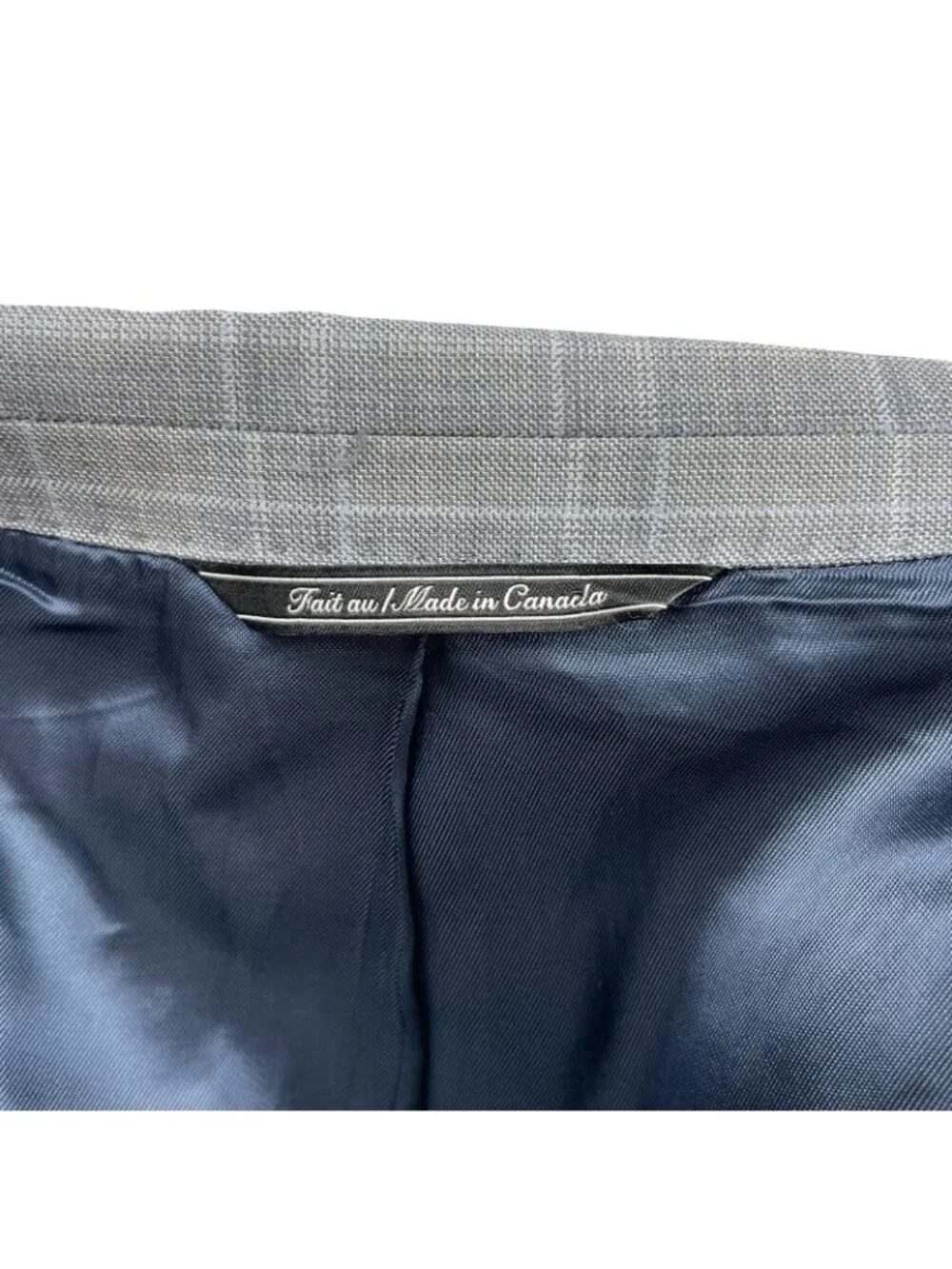 Jack Victor Men's Luxor 100% Wool 2-Button Blazer Gray/Blue Plaid • 52R